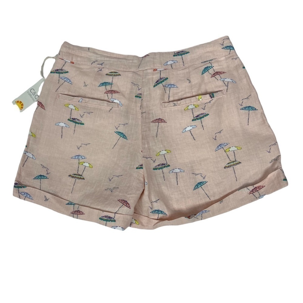 NWT C&C California Women’s Shorts Sz 4 - 100% Linen Cuffs Multi Colors Pockets - Picture 2 of 10